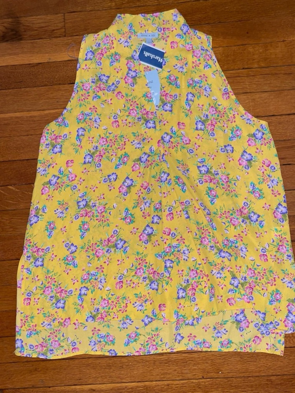 Marshalls Yellow Floral Sleeveless Top